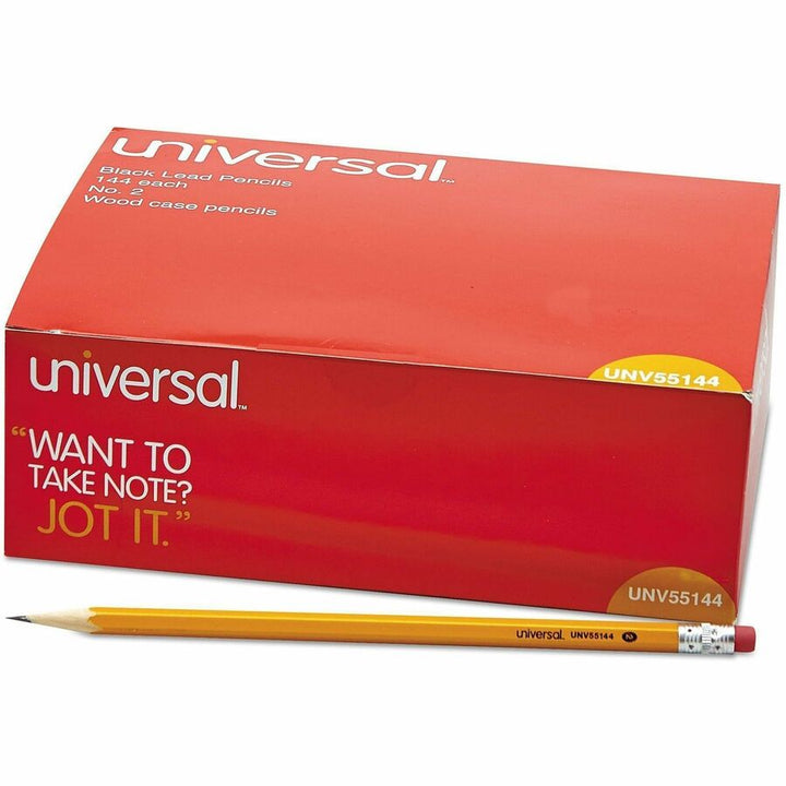 Image of Universal UNV55144 Wood Pencil, Black Lead, HB/#2, Yellow Wood Barrel, 144/Box, 144 / Pack