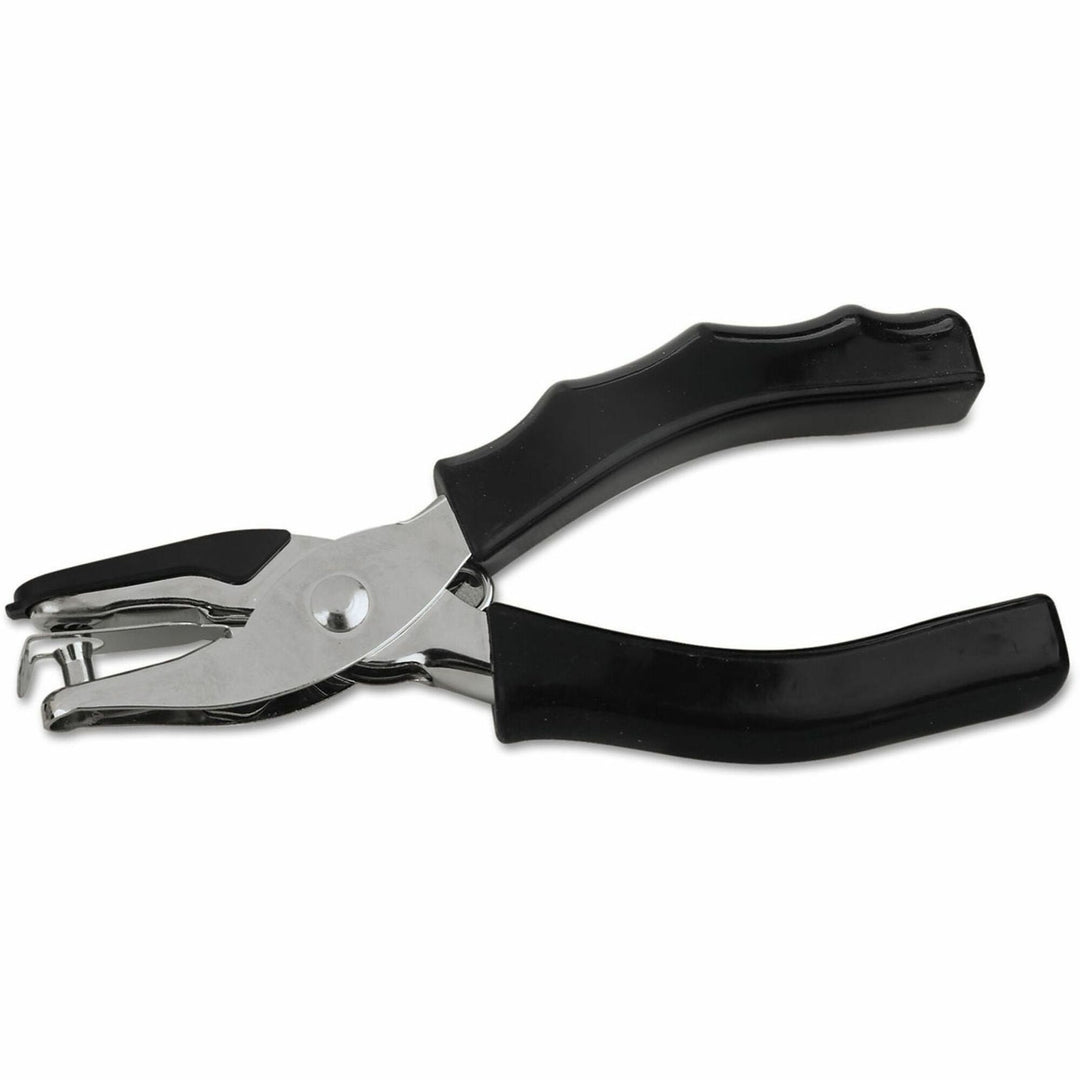 Image of Universal® Eight-Sheet Handheld One-Hole Punch, 1/4" Holes, Metal With Rubber Grip, Black