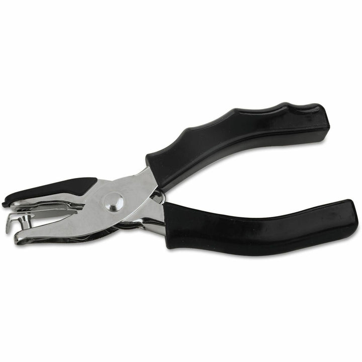 Image of Universal® Eight-Sheet Handheld One-Hole Punch, 1/4" Holes, Metal With Rubber Grip, Black