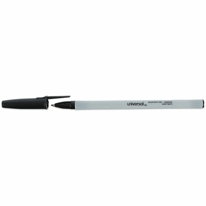 Image of Universal UNV15613 Ballpoint, 1 mm Medium, Conical Pen Point, Black Ink, Oil Based, Gray Stick, Black Barrel, Office, 60 / Pack