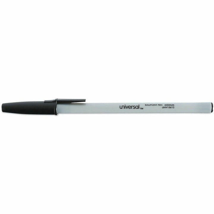 Image of Universal UNV15613 Ballpoint, 1 mm Medium, Conical Pen Point, Black Ink, Oil Based, Gray Stick, Black Barrel, Office, 60 / Pack