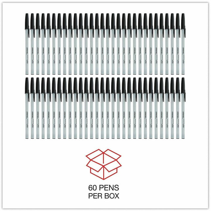 Image of Universal UNV15613 Ballpoint, 1 mm Medium, Conical Pen Point, Black Ink, Oil Based, Gray Stick, Black Barrel, Office, 60 / Pack