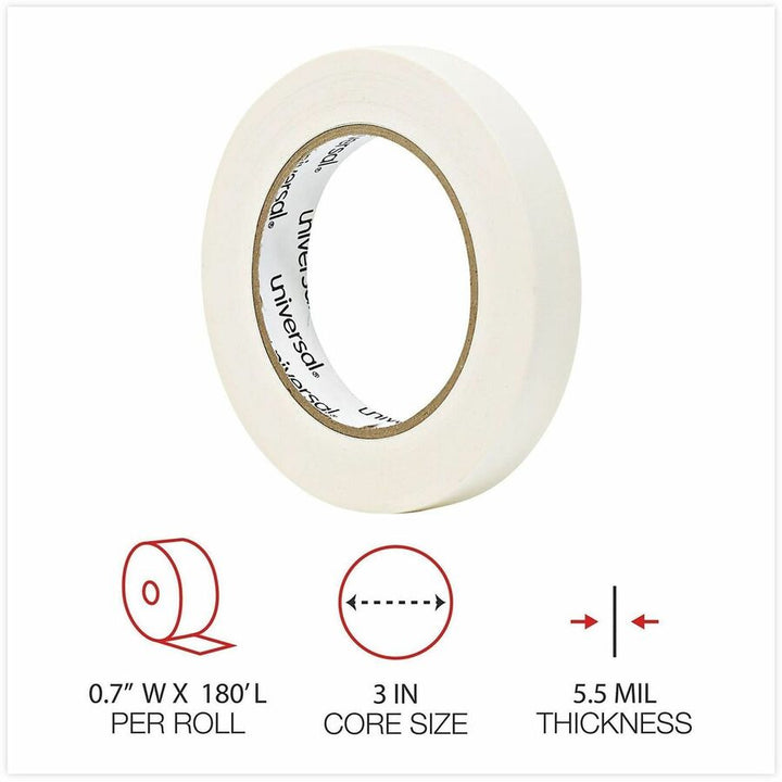 Image of Universal UNV51334 Removable General-Purpose Masking Tape, 3" Core, 18 mm x 54.8 m, Beige, 6/Pack