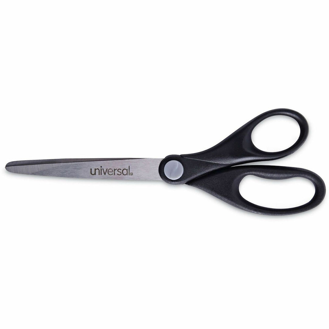 Image of Universal® Stainless Steel Office Scissors, 7" Long, 3" Cut Length, Straight Black Handle