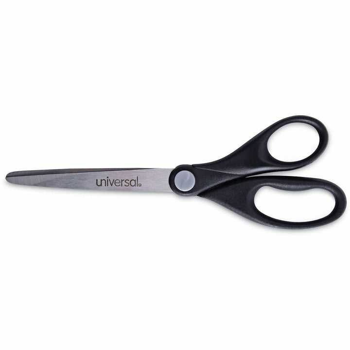 Image of Universal® Stainless Steel Office Scissors, 7" Long, 3" Cut Length, Straight Black Handle