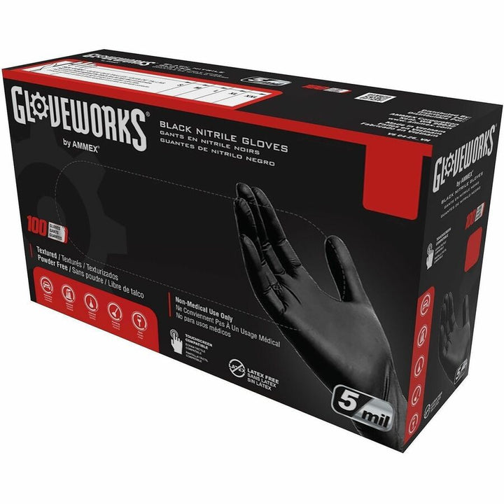 Image of Gloveworks GPNB49100 Industrial Black Nitrile Disposable Gloves