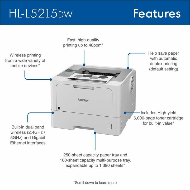 Image of Brother HL-L5215DW Business Monochrome Laser Printer