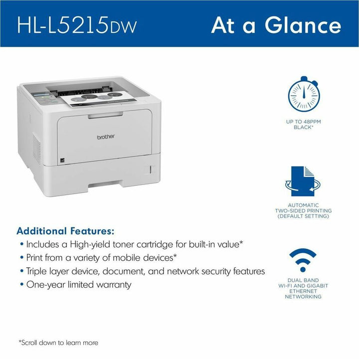 Image of Brother HL-L5215DW Business Monochrome Laser Printer