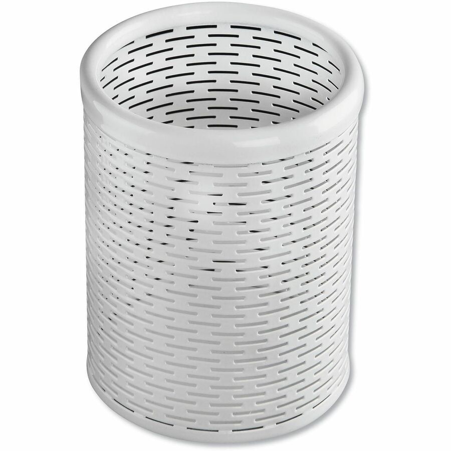Image of Artistic® Urban Collection Punched Metal Pencil Cup, 3.5" Diameter x 4.5"h, White