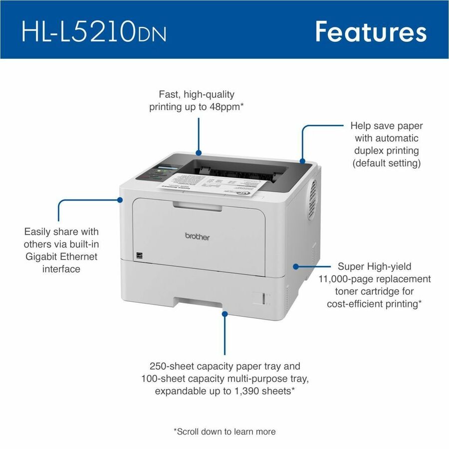Image of Brother HLL5210DN HL-L5210DN Business Monochrome Laser Printer
