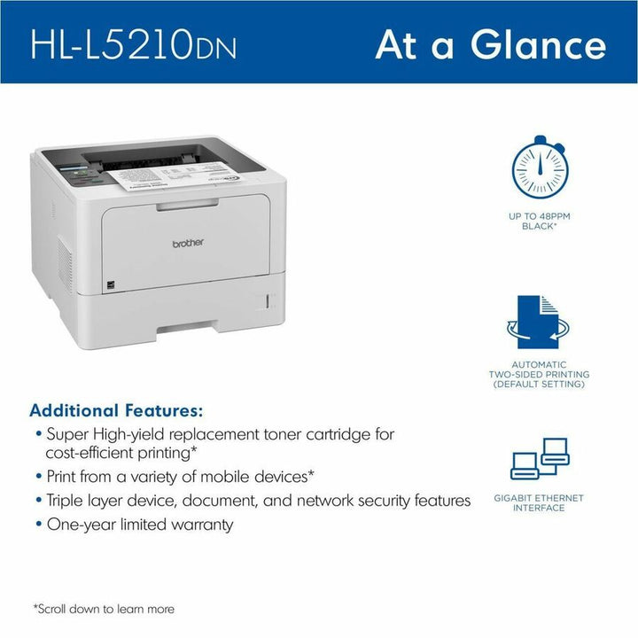 Image of Brother HLL5210DN HL-L5210DN Business Monochrome Laser Printer