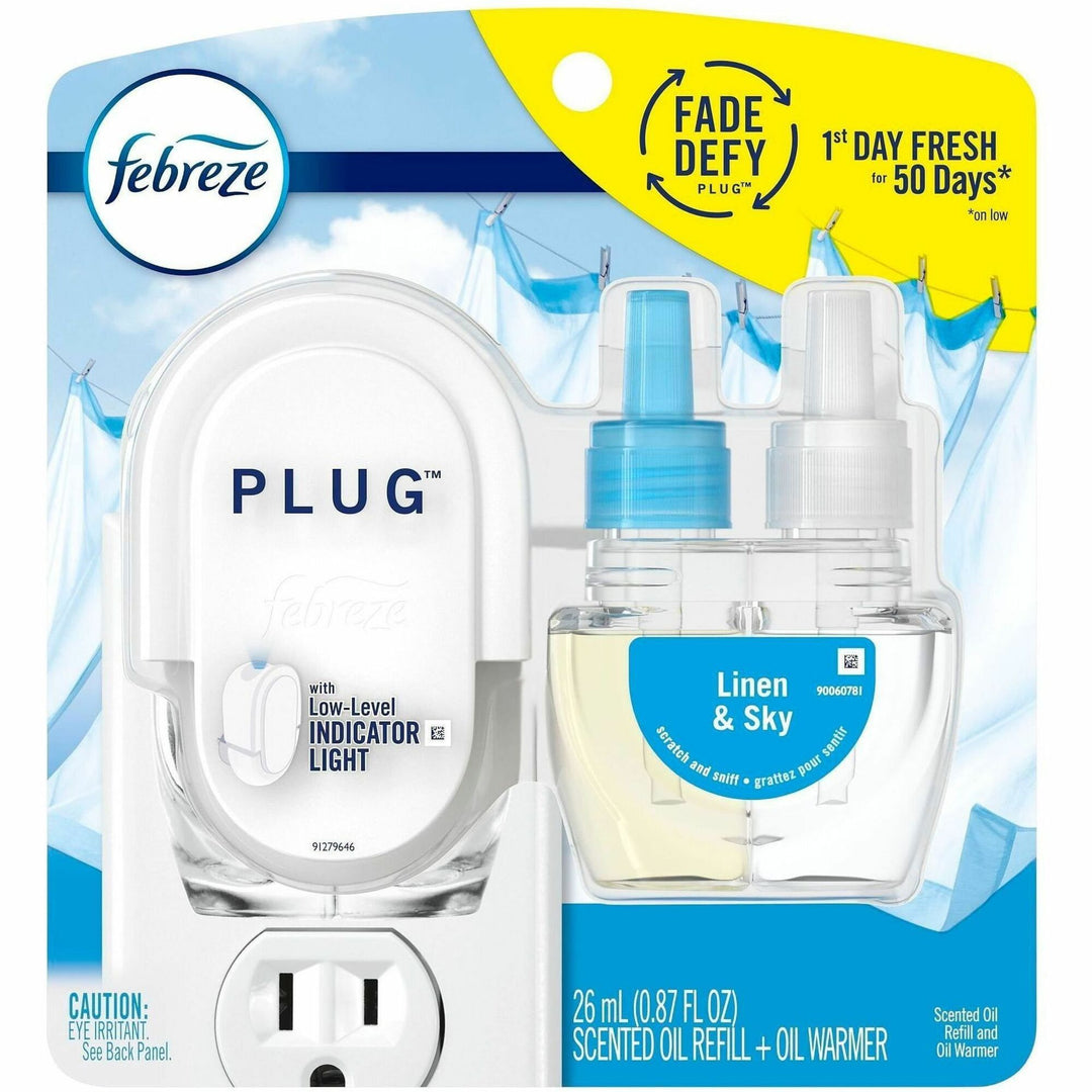 Image of Febreze 68235 Plug Linen/Sky Oil Refill, Oil, 0.8 fl oz (0 quart), Linen & Sky, Odor Neutralizer, 1 Each