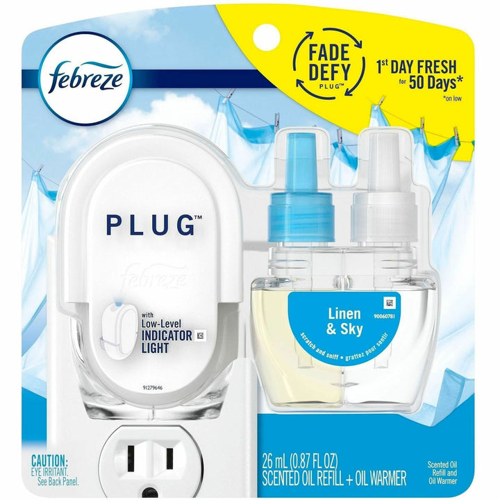 Image of Febreze 68235 Plug Linen/Sky Oil Refill, Oil, 0.8 fl oz (0 quart), Linen & Sky, Odor Neutralizer, 1 Each