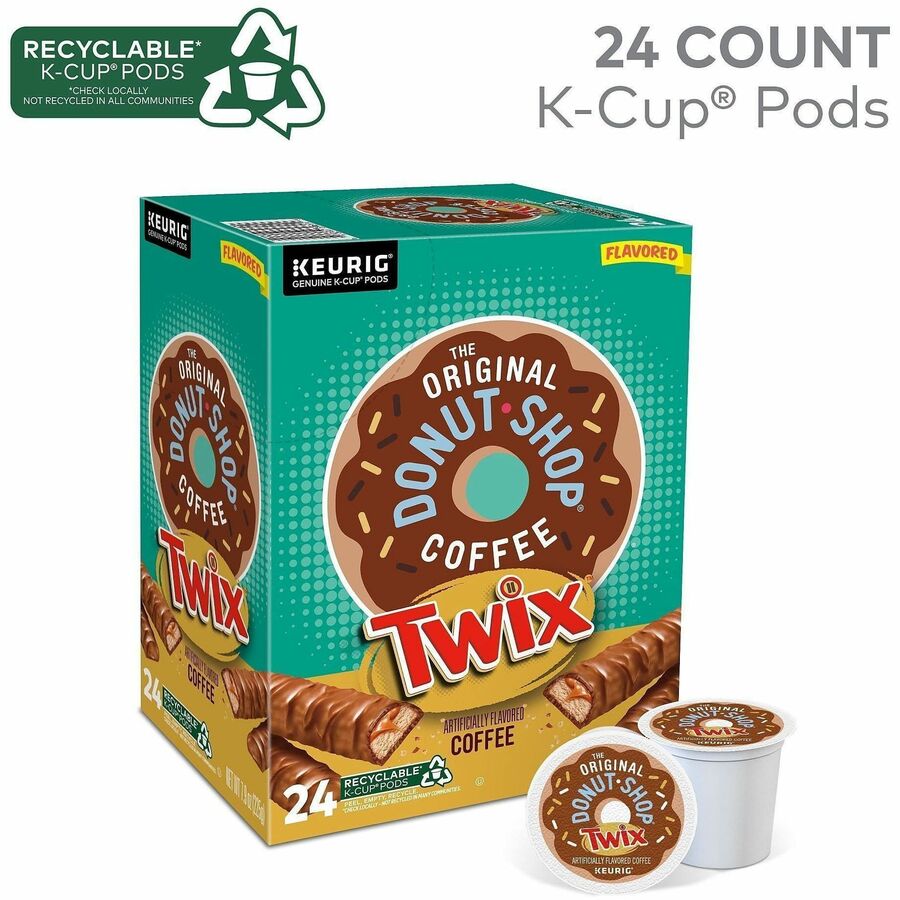 Image of The Original Donut Shop® 9694 Twix Coffee K-Cups, Compatible with Keurig K-Cup Brewer, Light, 24 K-Cup, K-Cup, Pod, Twix, Kosher, 24 / Box