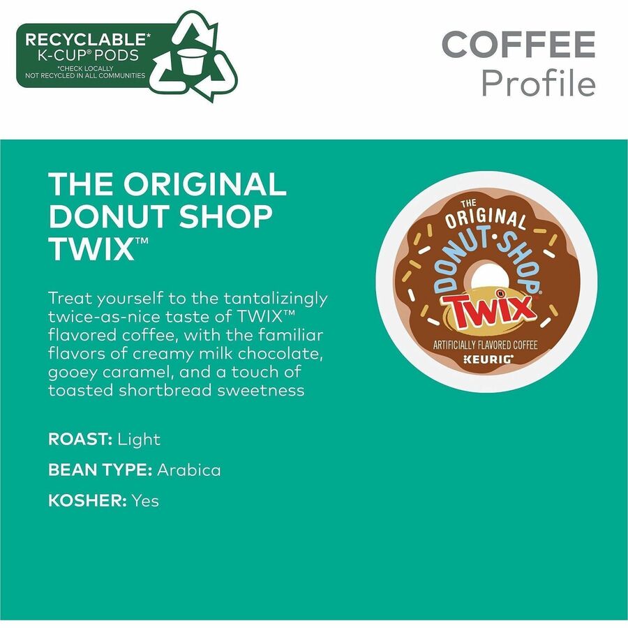 Image of The Original Donut Shop® 9694 Twix Coffee K-Cups, Compatible with Keurig K-Cup Brewer, Light, 24 K-Cup, K-Cup, Pod, Twix, Kosher, 24 / Box