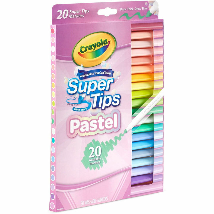 Image of Crayola® Markers, Super Tips, Washable, 20/PK, Assorted Pastels