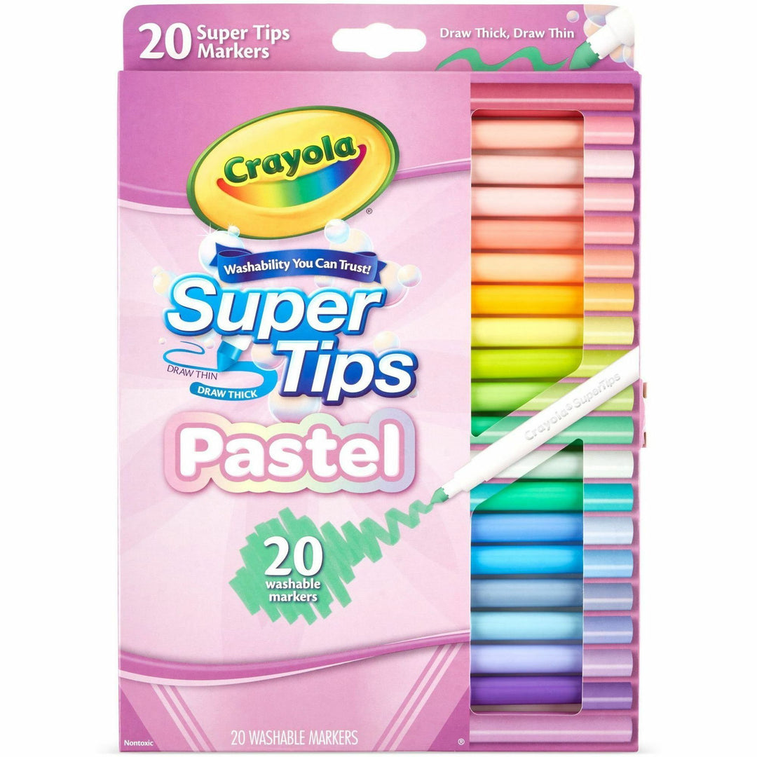 Image of Crayola® Markers, Super Tips, Washable, 20/PK, Assorted Pastels