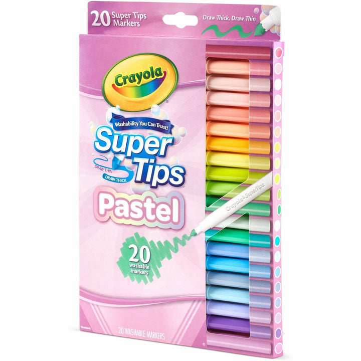 Image of Crayola® Markers, Super Tips, Washable, 20/PK, Assorted Pastels