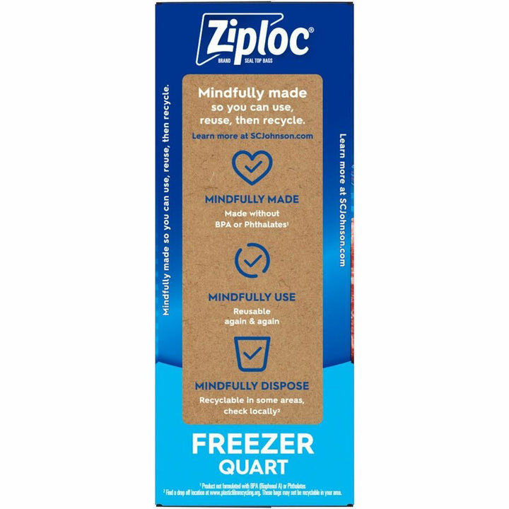 Image of S.C. Johnson Freezer Bags, 1 Quart, 7"x7-7/16", 38/BX, CL