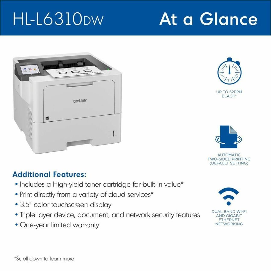 Image of Brother HL-L6310DW Enterprise Monochrome Laser Printer