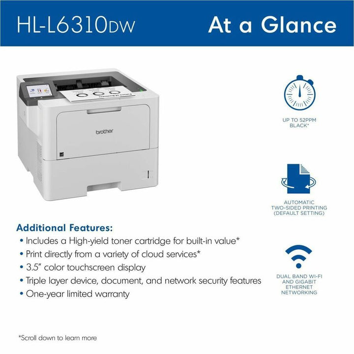 Image of Brother HL-L6310DW Enterprise Monochrome Laser Printer