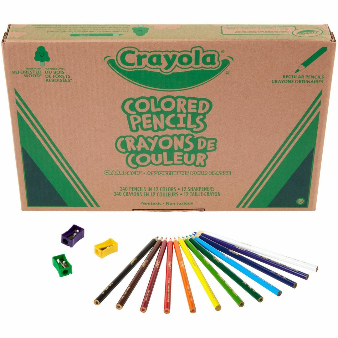 Image of Crayola® Color Pencil Classpack Set with (240) Pencils and (12) Pencil Sharpeners, Assorted Lead and Barrel Colors, 240/Pack