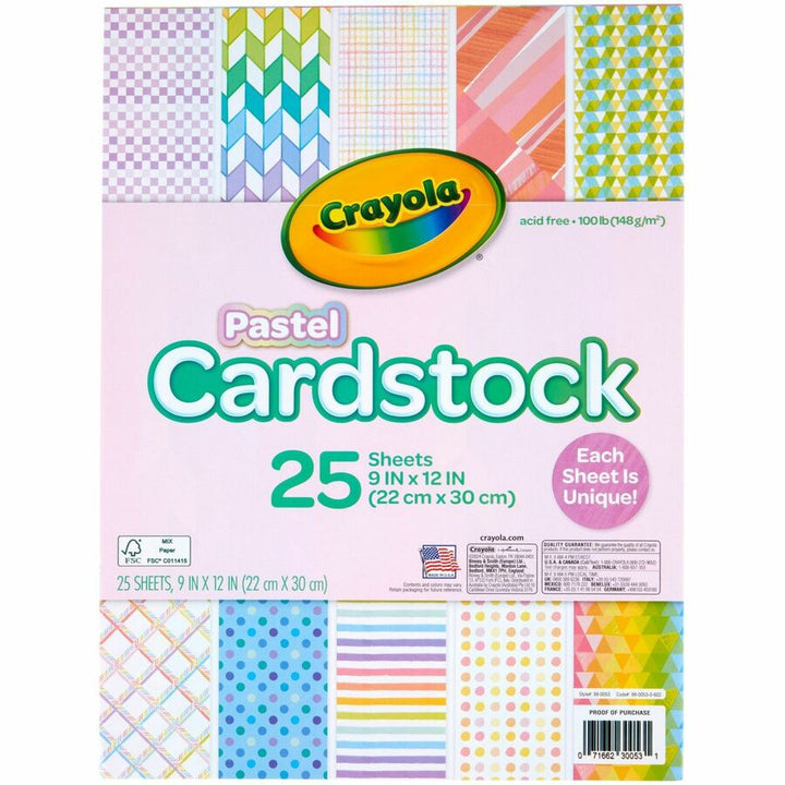 Image of Crayola® Cardstock,Patterns,25SH/PK,Pastel