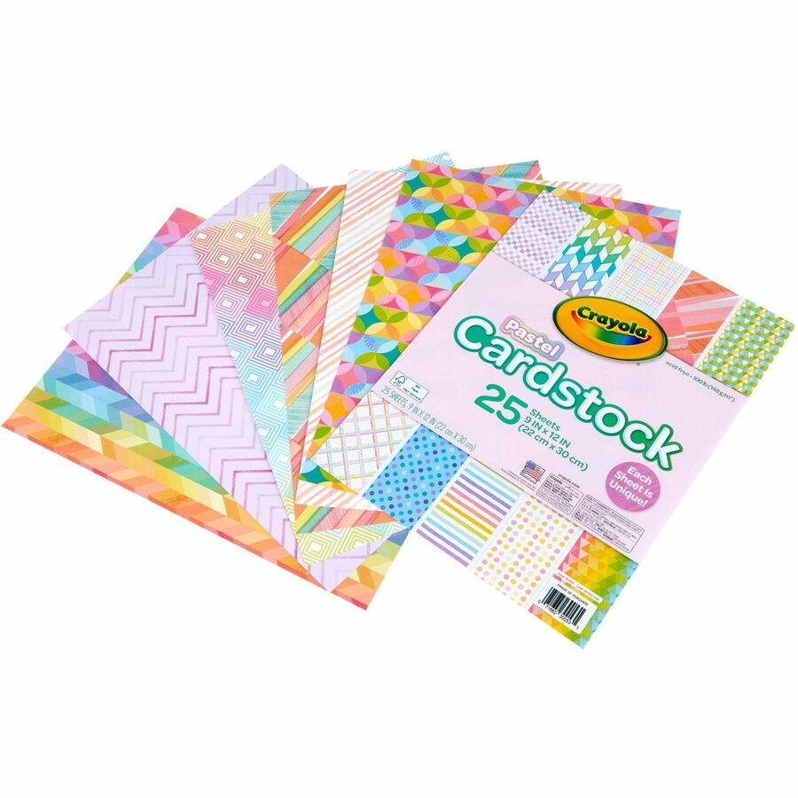 Image of Crayola® Cardstock,Patterns,25SH/PK,Pastel