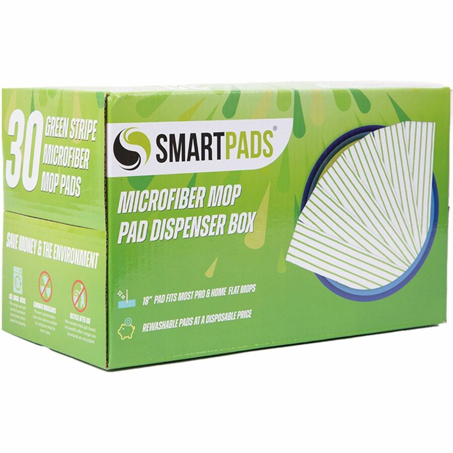 Image of Monarch M901RMPGR Microfiber Wet/Dry Mop Pad Refills, 5" W x 18" Depth, Woven, MicroFiber, White/Green, 30 / Box