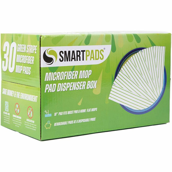 Image of Monarch M901RMPGR Microfiber Wet/Dry Mop Pad Refills, 5" W x 18" Depth, Woven, MicroFiber, White/Green, 30 / Box
