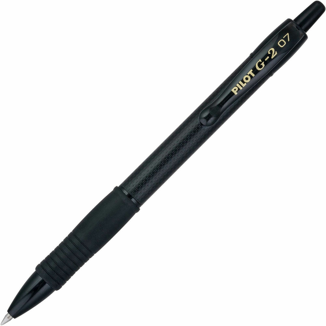 Image of Pilot® G2 Edge Premium Gel Pen, Retractable, Fine 0.7 mm, Black Ink, Black Barrel, Dozen