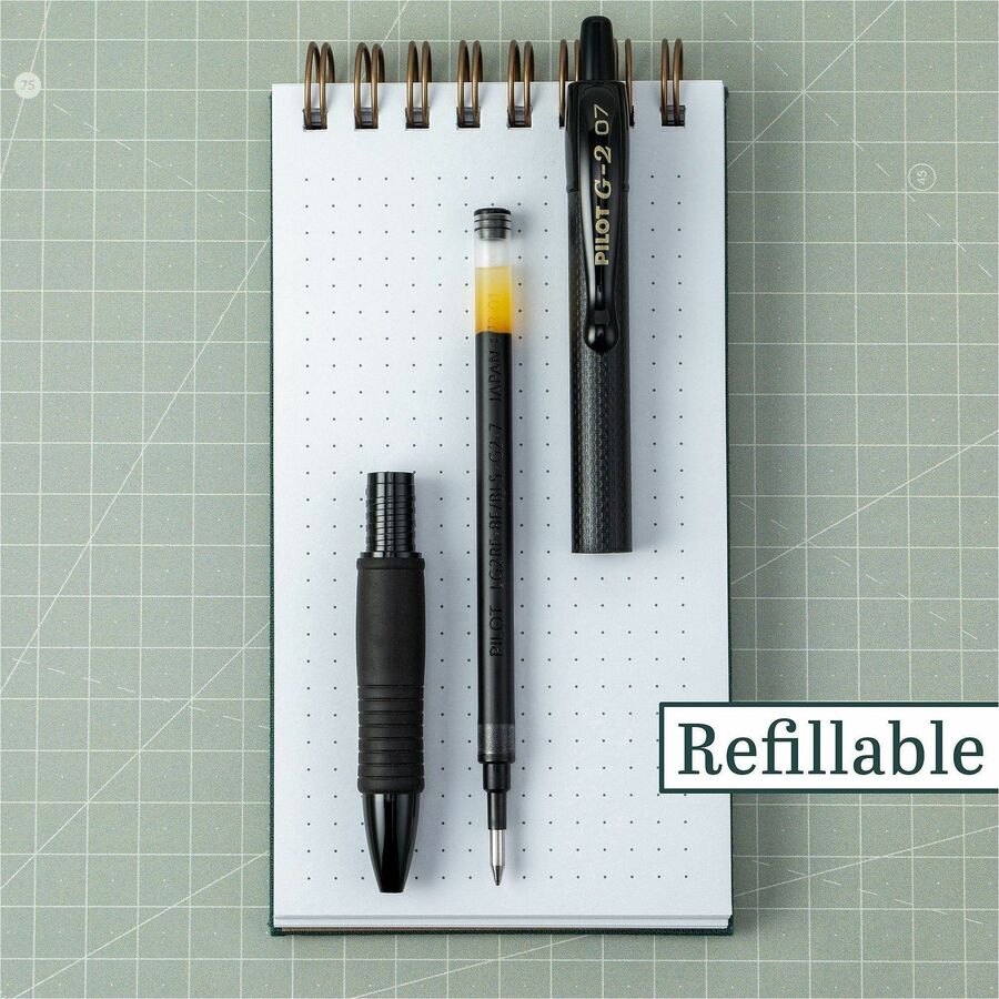 Image of Pilot® G2 Edge Premium Gel Pen, Retractable, Fine 0.7 mm, Black Ink, Black Barrel, Dozen