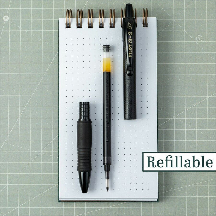 Image of Pilot® G2 Edge Premium Gel Pen, Retractable, Fine 0.7 mm, Black Ink, Black Barrel, Dozen