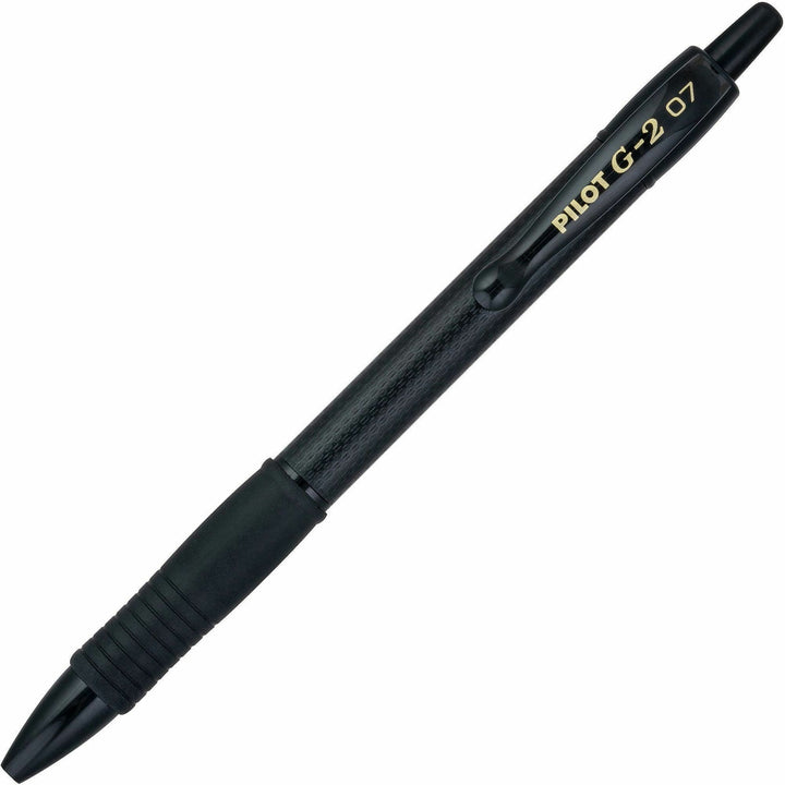 Image of Pilot® G2 Edge Premium Gel Pen, Retractable, Fine 0.7 mm, Black Ink, Black Barrel, Dozen