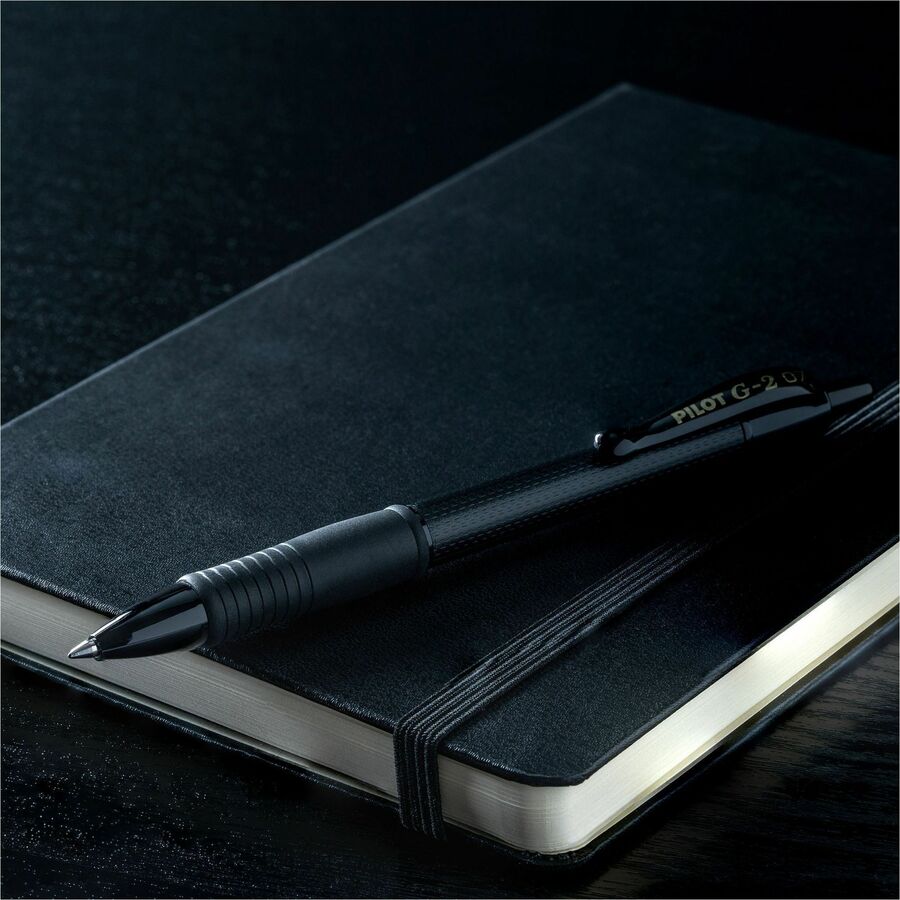 Image of Pilot® G2 Edge Premium Gel Pen, Retractable, Fine 0.7 mm, Black Ink, Black Barrel, Dozen