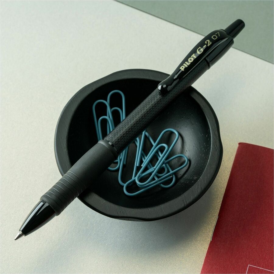 Image of Pilot® G2 Edge Premium Gel Pen, Retractable, Fine 0.7 mm, Black Ink, Black Barrel, Dozen