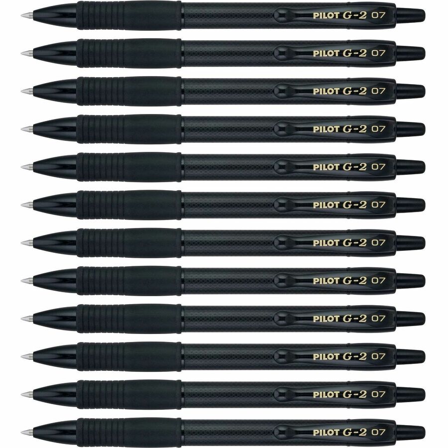 Image of Pilot® G2 Edge Premium Gel Pen, Retractable, Fine 0.7 mm, Black Ink, Black Barrel, Dozen