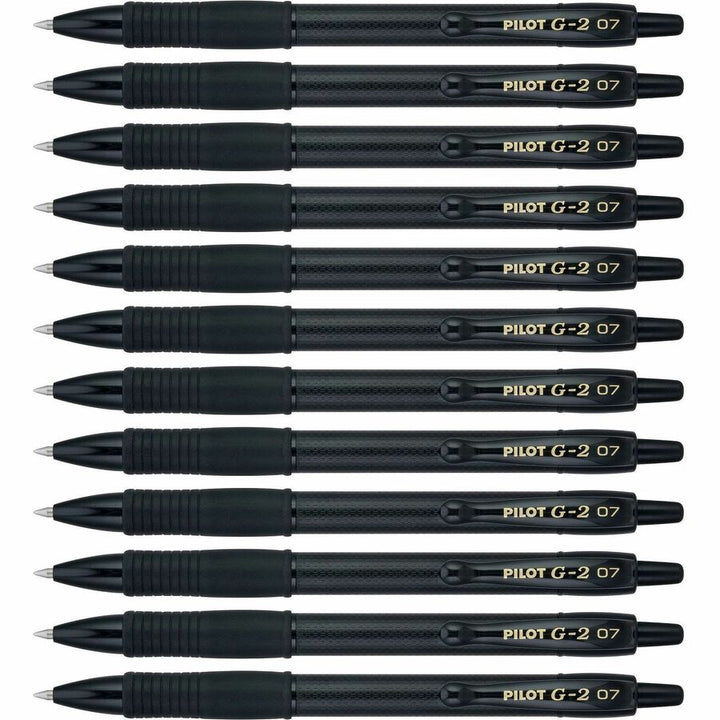 Image of Pilot® G2 Edge Premium Gel Pen, Retractable, Fine 0.7 mm, Black Ink, Black Barrel, Dozen