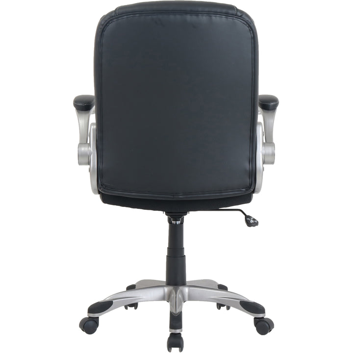 Image of NuSparc CH101LABK Leather Rolling Chair, Mid Back, 5-star Base, Black, Bonded Leather, Armrest, 1 Each