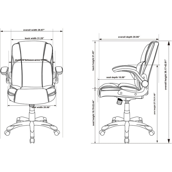 Image of NuSparc CH101LABK Leather Rolling Chair, Mid Back, 5-star Base, Black, Bonded Leather, Armrest, 1 Each