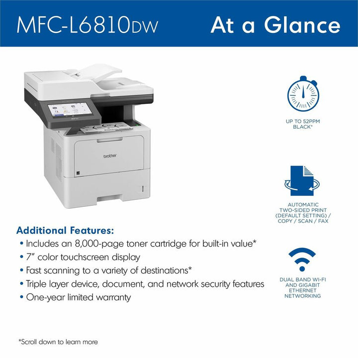 Image of Brother MFC-L6810DW Enterprise Monochrome Laser All-in-One Printer