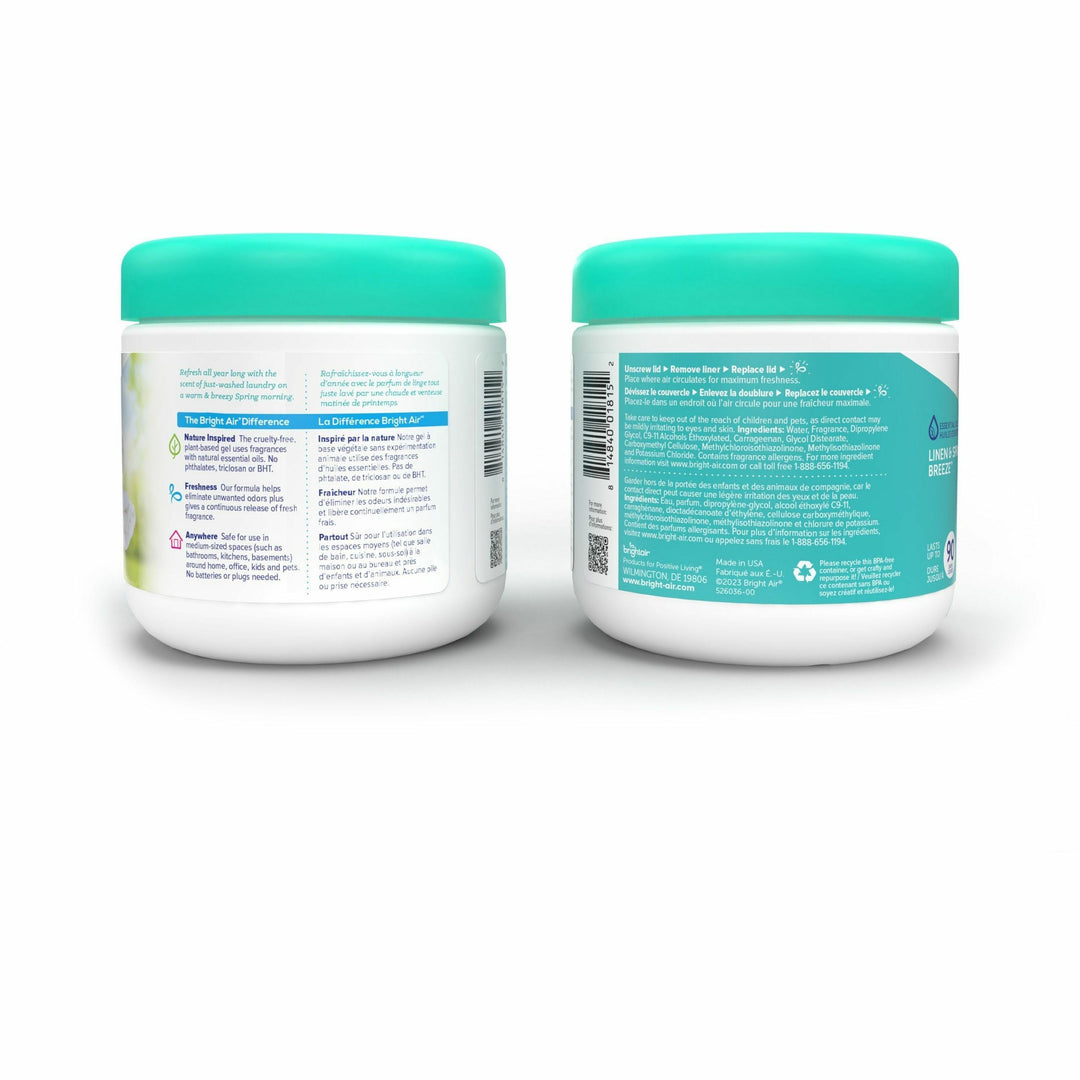 Image of BRIGHT Air® Super Odor Eliminator, Linen and Spring Breeze, 14 oz Jar