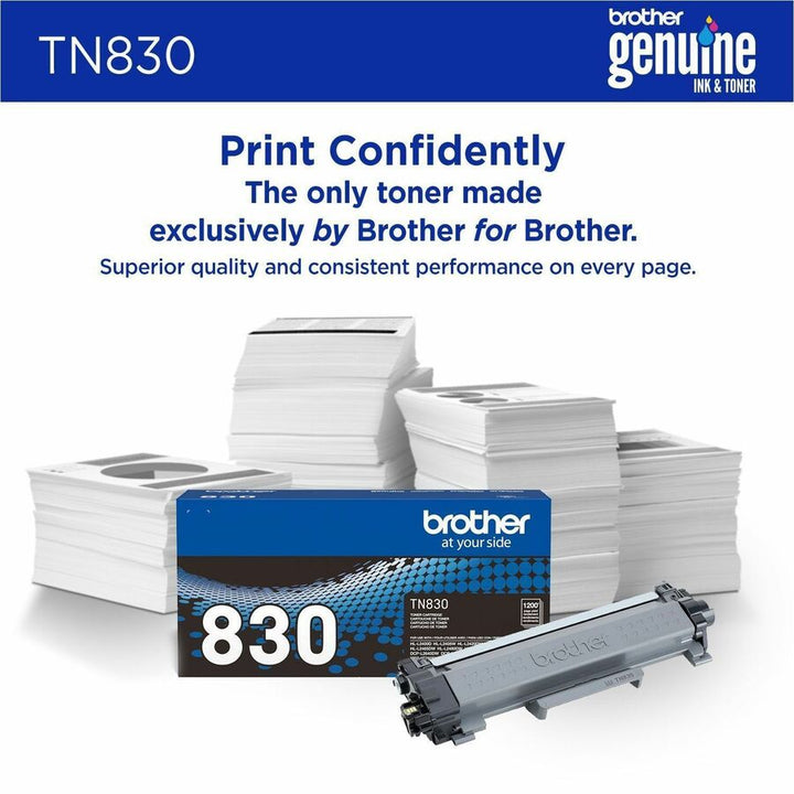 Image of Brother TN830 Standard Yield Black Toner Cartridge, 1200 Pages, 1 Each