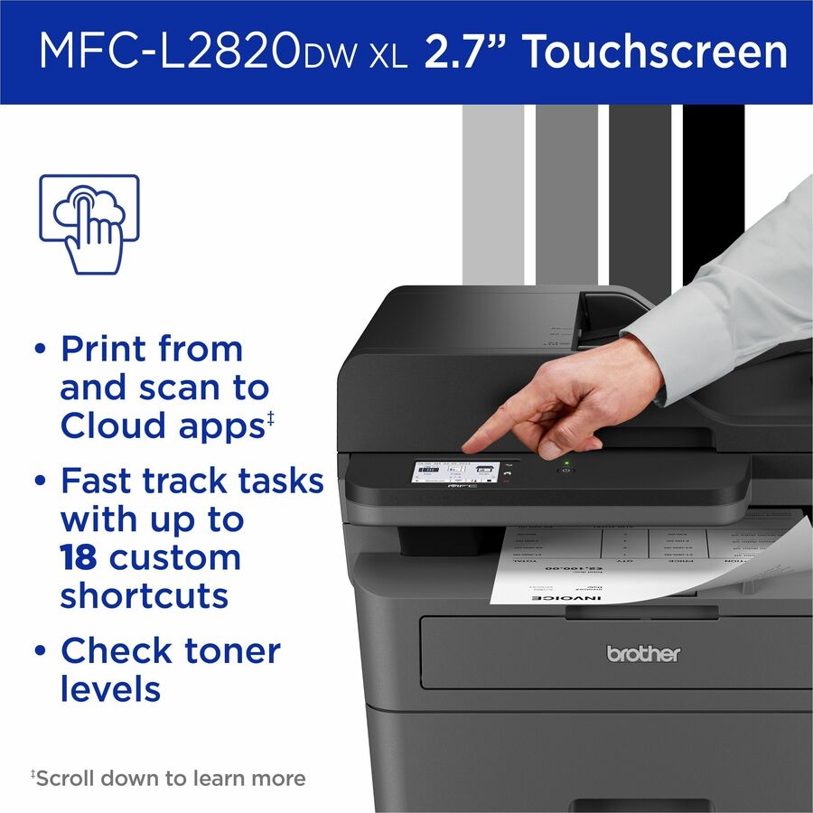 Image of Brother MFC-L2820DWXL Laser Multifunction Printer