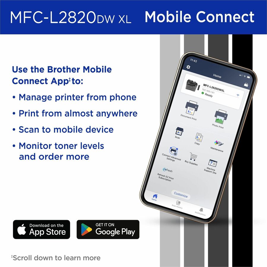 Image of Brother MFC-L2820DWXL Laser Multifunction Printer