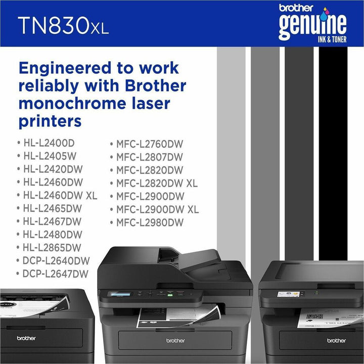 Image of Brother TN830XL High Yield Black Toner Cartridge, 3000 Pages, 1 Each