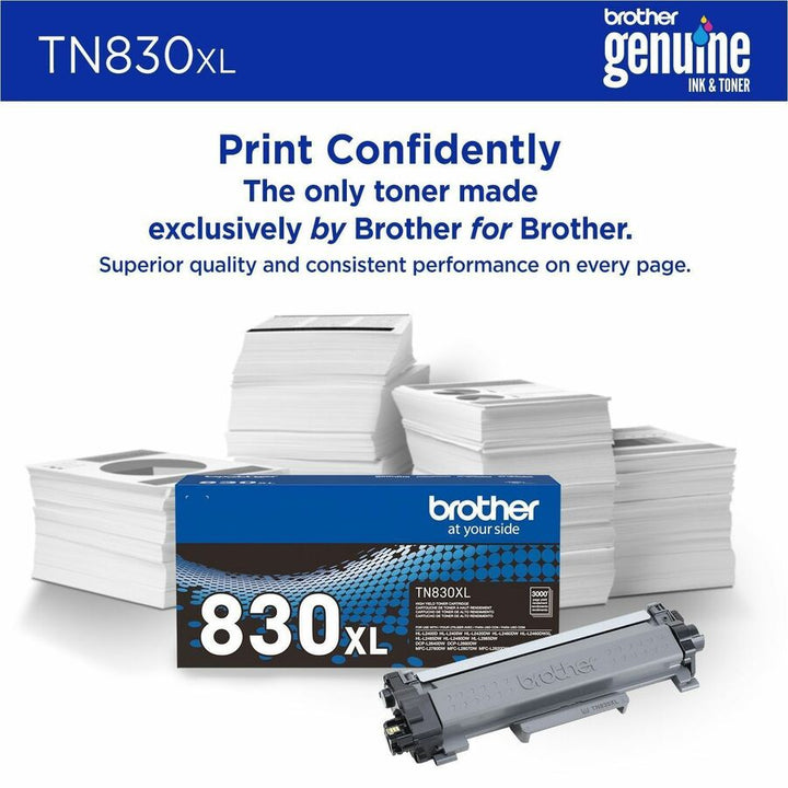 Image of Brother TN830XL High Yield Black Toner Cartridge, 3000 Pages, 1 Each