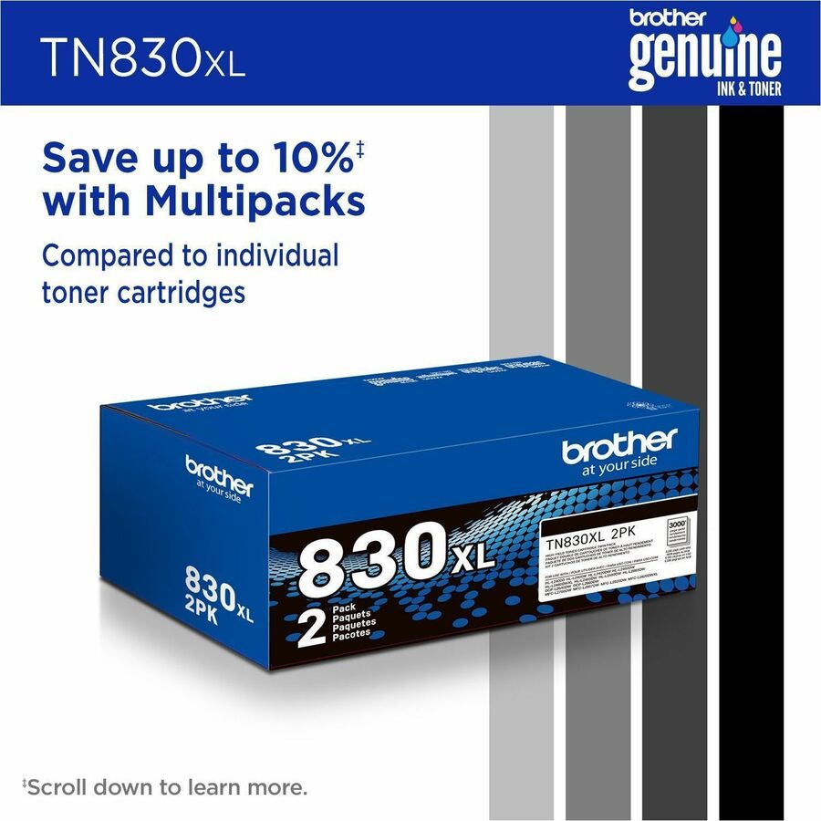 Image of Brother TN830XL High Yield Black Toner Cartridge, 3000 Pages, 1 Each