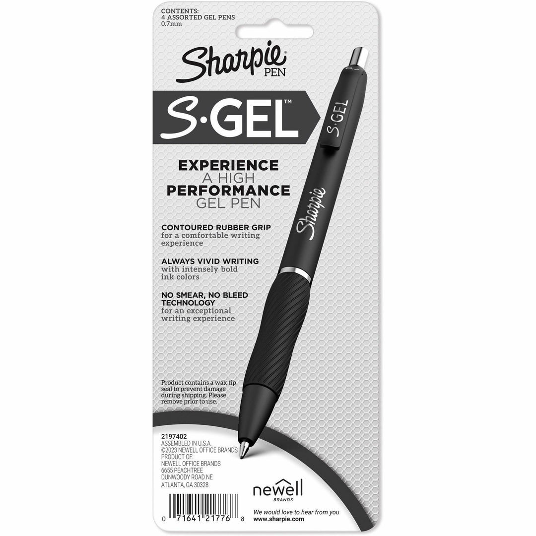 Image of Sharpie® S-Gel S-Gel Fashion Barrel Gel Pen, Retractable, Medium 0.7 mm, Assorted Ink Colors, White Barrel, 4/Pack