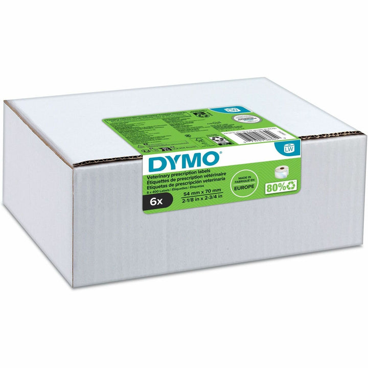 Image of Dymo 2187328 LabelWriter Veterinary Labels, x 2 3/4" W x 2 1/8" Length, Roll, Direct Thermal, White, 400 / Roll, 6 / Box